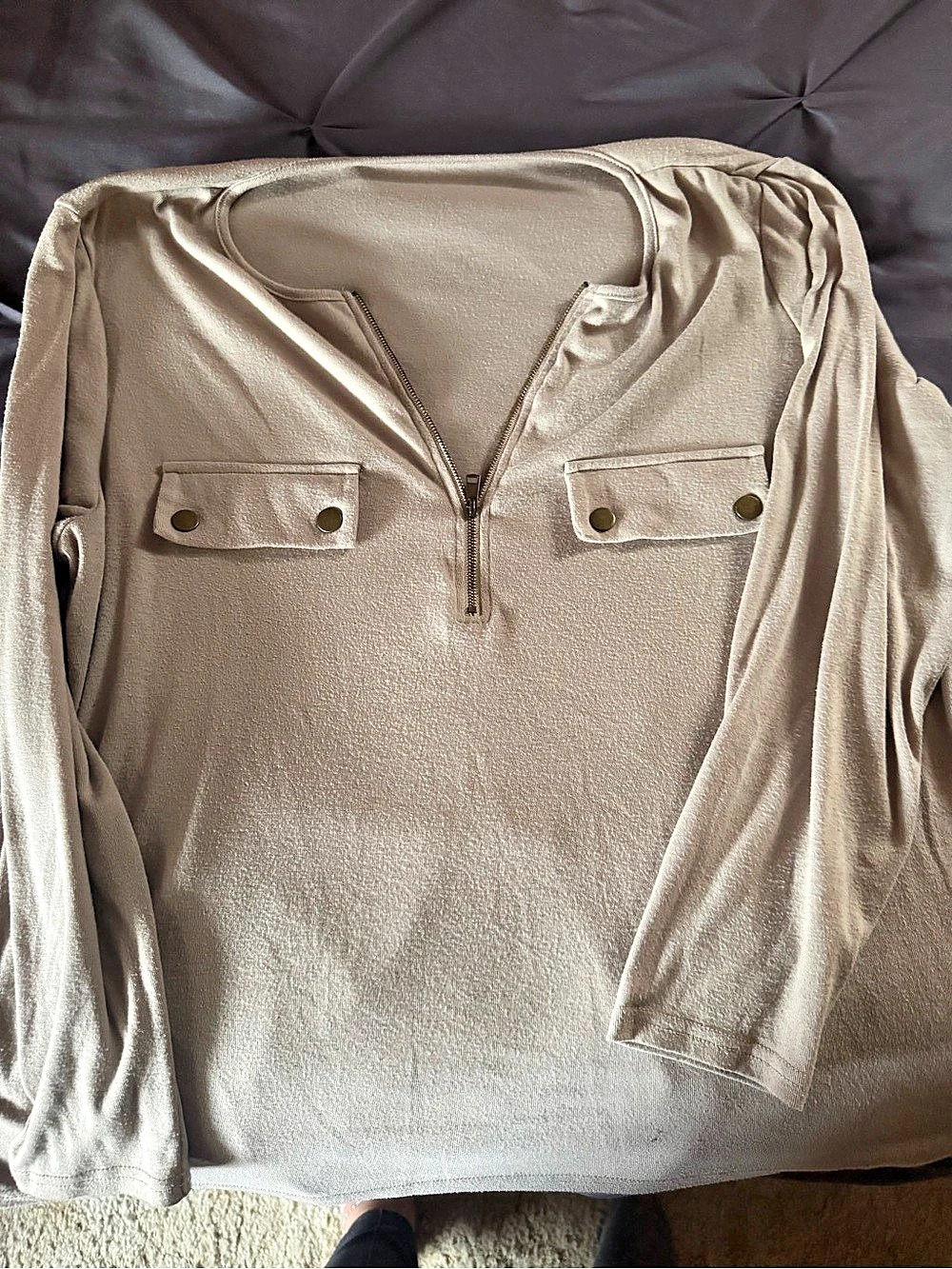 SHEIN Metallic Long Sleeve Tunic in Brown Size XL